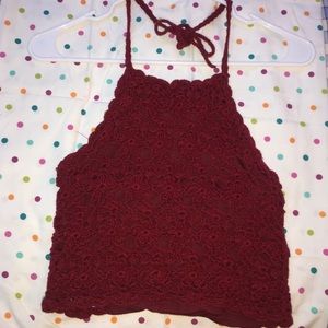 Red Knit Crop Top